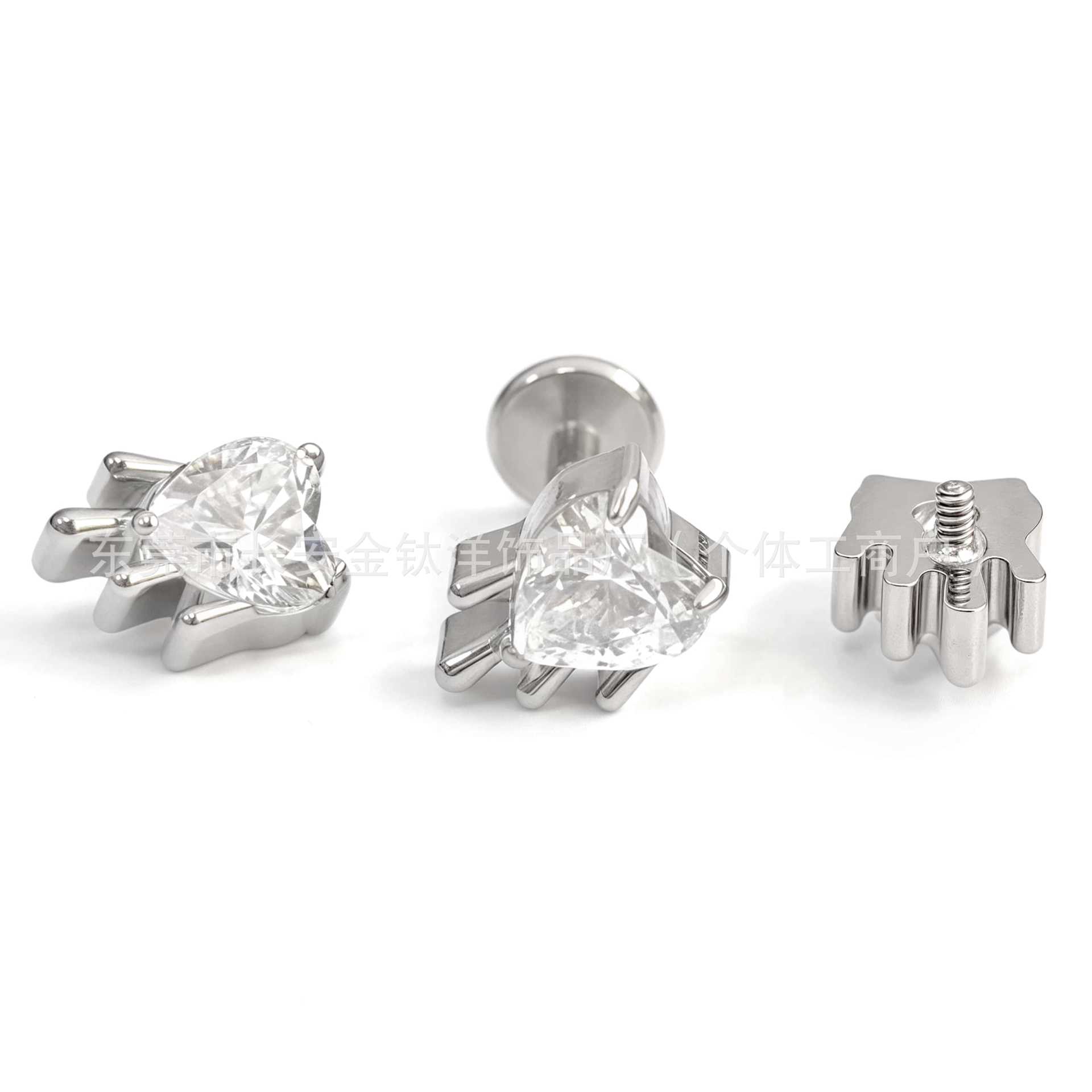 F136 Titanium Internal Thread Liquid Heart Earrings Lip Nails Nose Nails Ear Bone Nails G23 Titanium Alloy Body Piercing Jewelry - Image 3