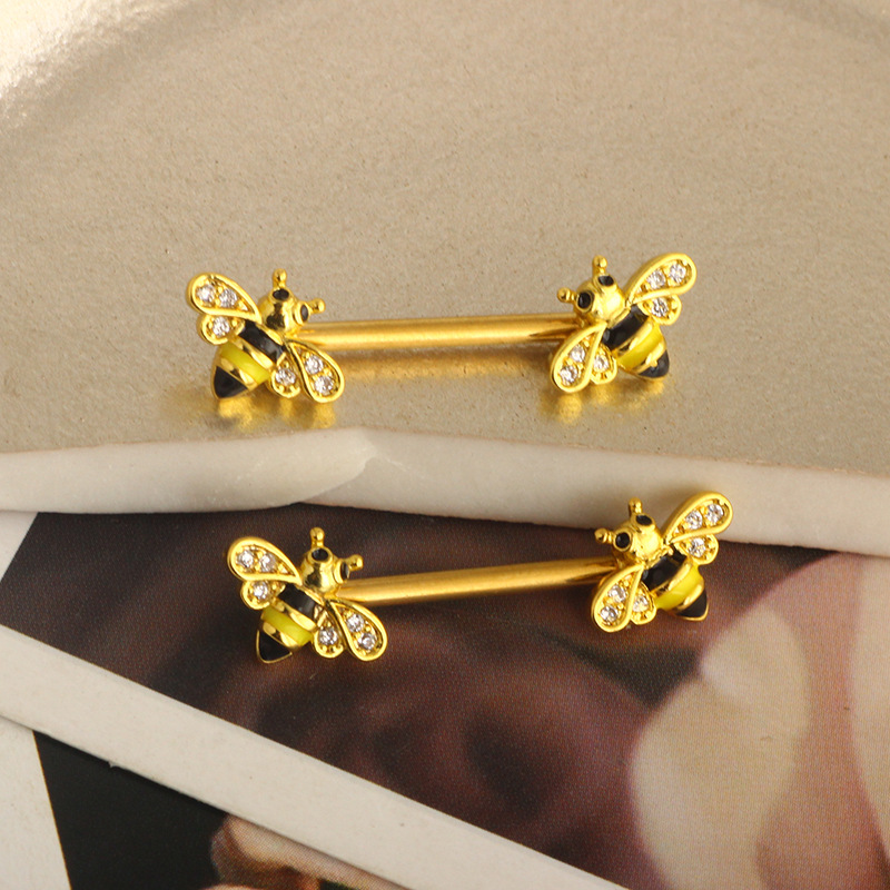 Bee Nipple Nail Ring Stainless Steel Nipple Ring Piercing Jewelry Chest Ornament - Image 4