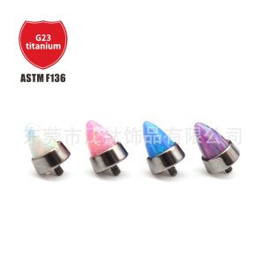 G23 Titanium Lip Jewelry Opal Sharp Cone Tongue Barbell Labret Stud Body Piercing