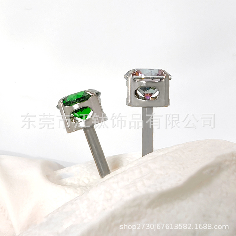 G23 Titanium Ear Cartilage Stud Four Claw Side Hollow Zircon Piercing Earrings - Image 3