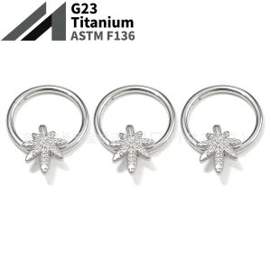 F136 Titanium Leaf Seamless Open Ring Septum Nose Ring Earrings Ear Studs Piercing Jewelry