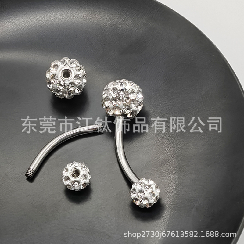 G23 Titanium Navel Ring Shambhala Diamond Flash Body Piercing Jewelry Belly Button Nail - Image 2