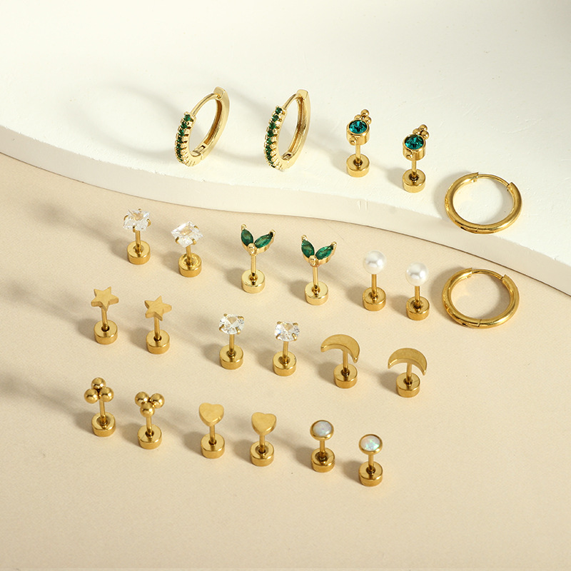 Gold Plated Green Zircon Star Earrings Fashion Earrings for Women 2024 Summer - Image 3