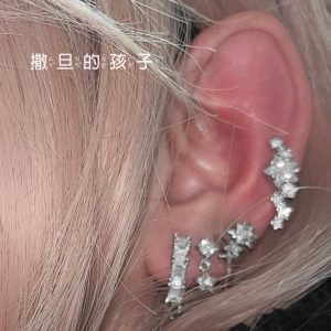 Star Cluster Atmosphere Star Ear Stud Earring White Series Flash Ear Buckle Jewelry Ear Nail New Style