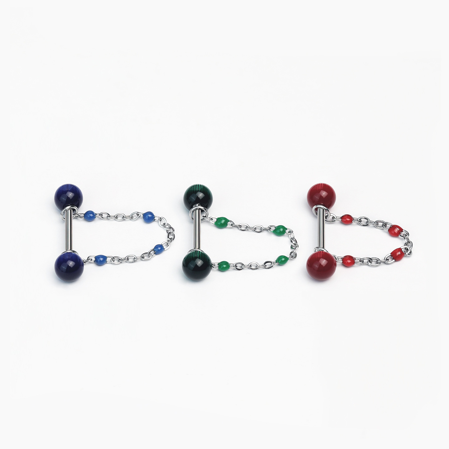 Double-Ended Retro Gradient Chain Tongue Piercing Detachable Acrylic Hot Girl Style 316L Surgical Steel Externally Threaded Tongue Barbell - Image 3