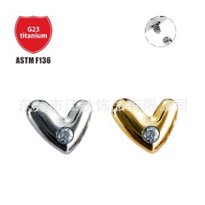 Heart Shape CZ Zircon G23 Titanium Alloy Ear Cartilage Stud Piercing Jewelry