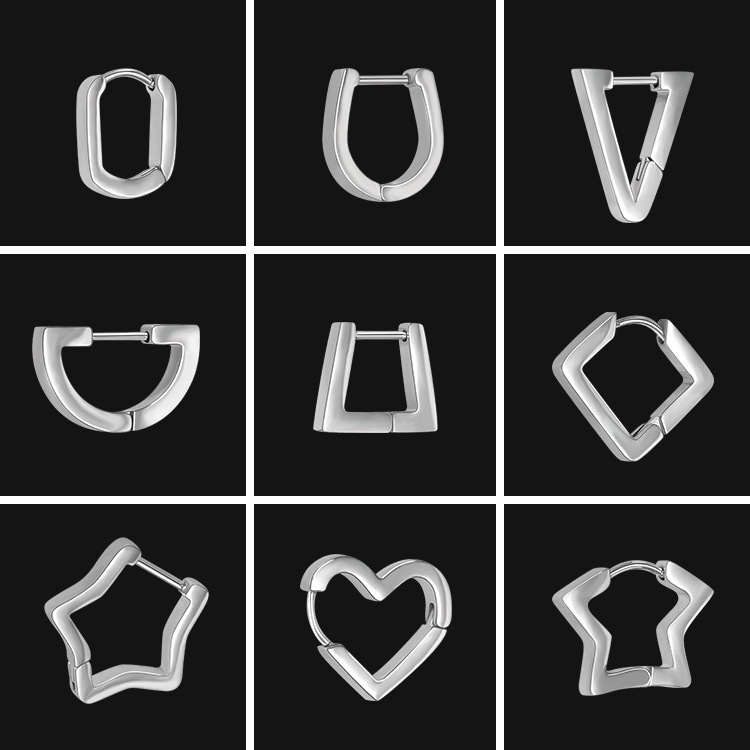 Fashion Geometric Stainless Steel Earring Studs for Men Women Punk Trendy Wholesale Ear Piercing Jewelry - Image 5