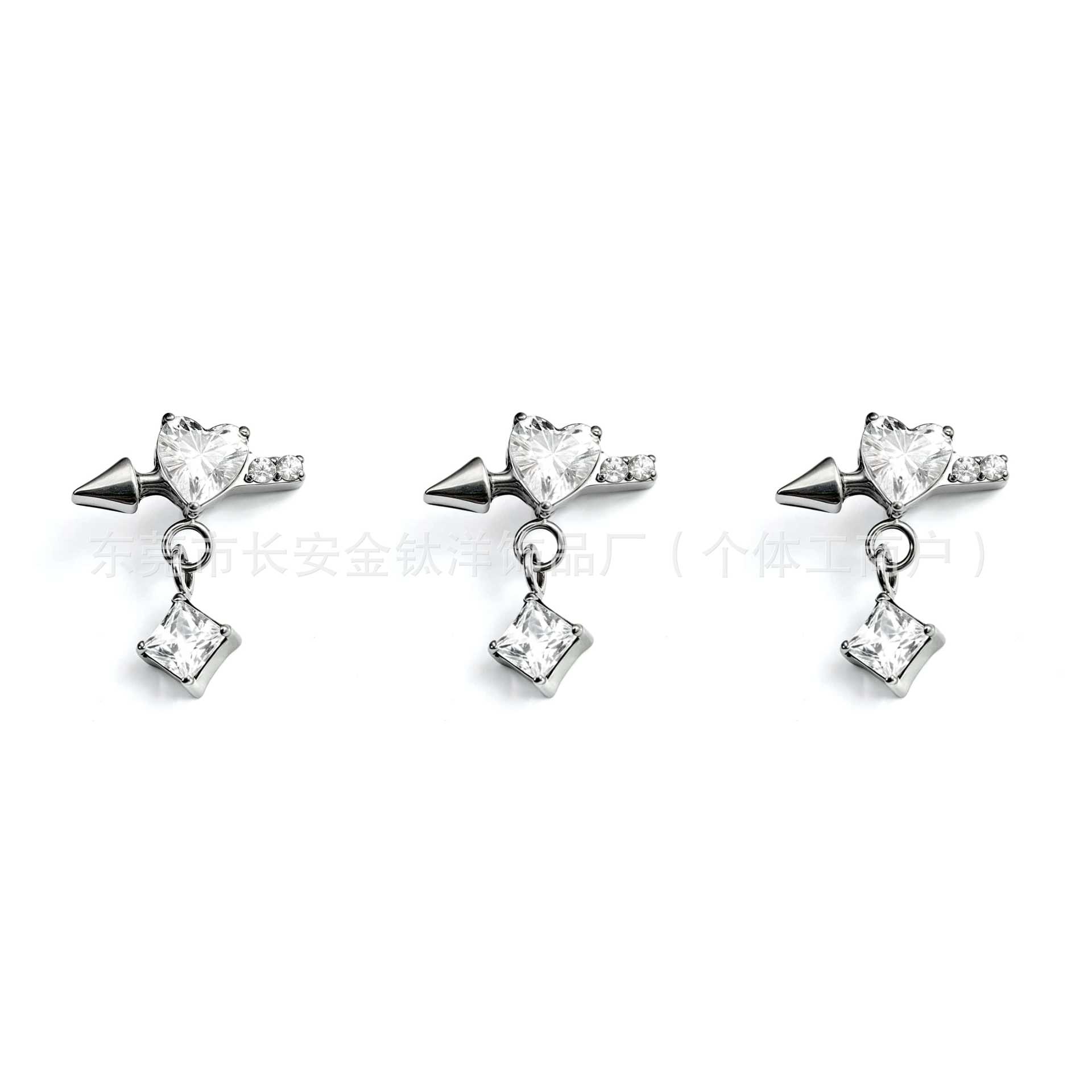 F136 Titanium Heart Cupid Zircon Earring Pendant Lip Piercing Nose Piercing Ear Bone Piercing G23 Titanium Alloy Jewelry - Image 3