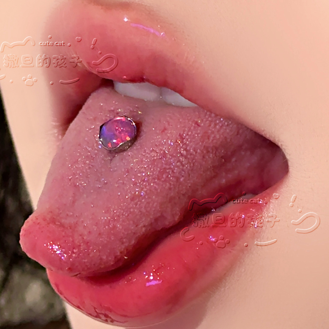 Satan's Child Long-Termism F136 Titanium Alloy Aurora Opal Jelly Tongue Nail Drinkable Tongue Ring - Image 4