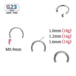 G23 Titanium Alloy C-Shaped Nose Ring 16g Horseshoe Nostril Piercing Jewelry F136