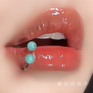 Sweet Cool Blue Acrylic Horseshoe Lip Ring 316L Surgical Steel 12mm Hoop for Lip Piercing Wholesale
