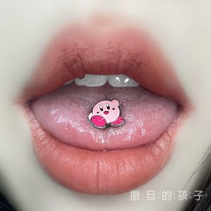 Star Card Titanium Steel Tongue Ring - 12mm x 1.6mm Externally Threaded Cute Piercing Jewelry