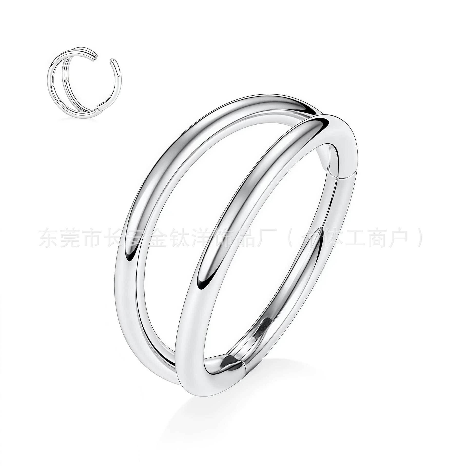 F136 Titanium Double-Layer Seamless Open Nose Ring, Ear Ring, Lip Ring, Ear Bone Ring - G23 Titanium Alloy Body Piercing Jewelry - Image 3