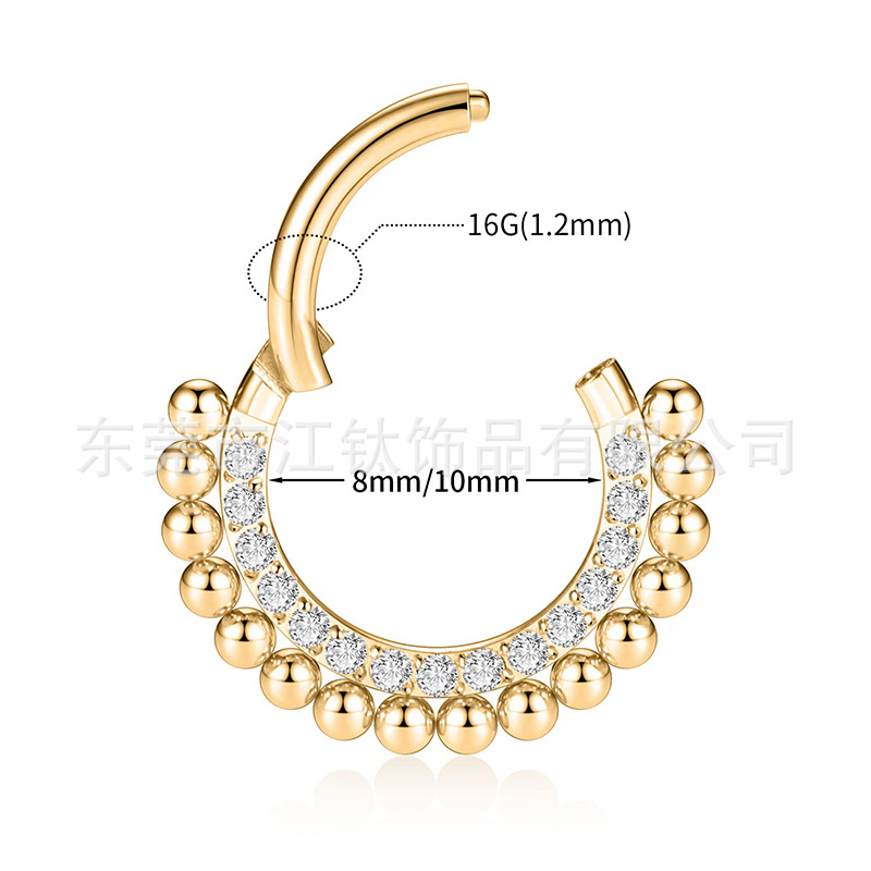 G23 Titanium Nose Ring with 5A Zircon Inlay Ball - ASTM F136 Body Piercing Jewelry - Image 2