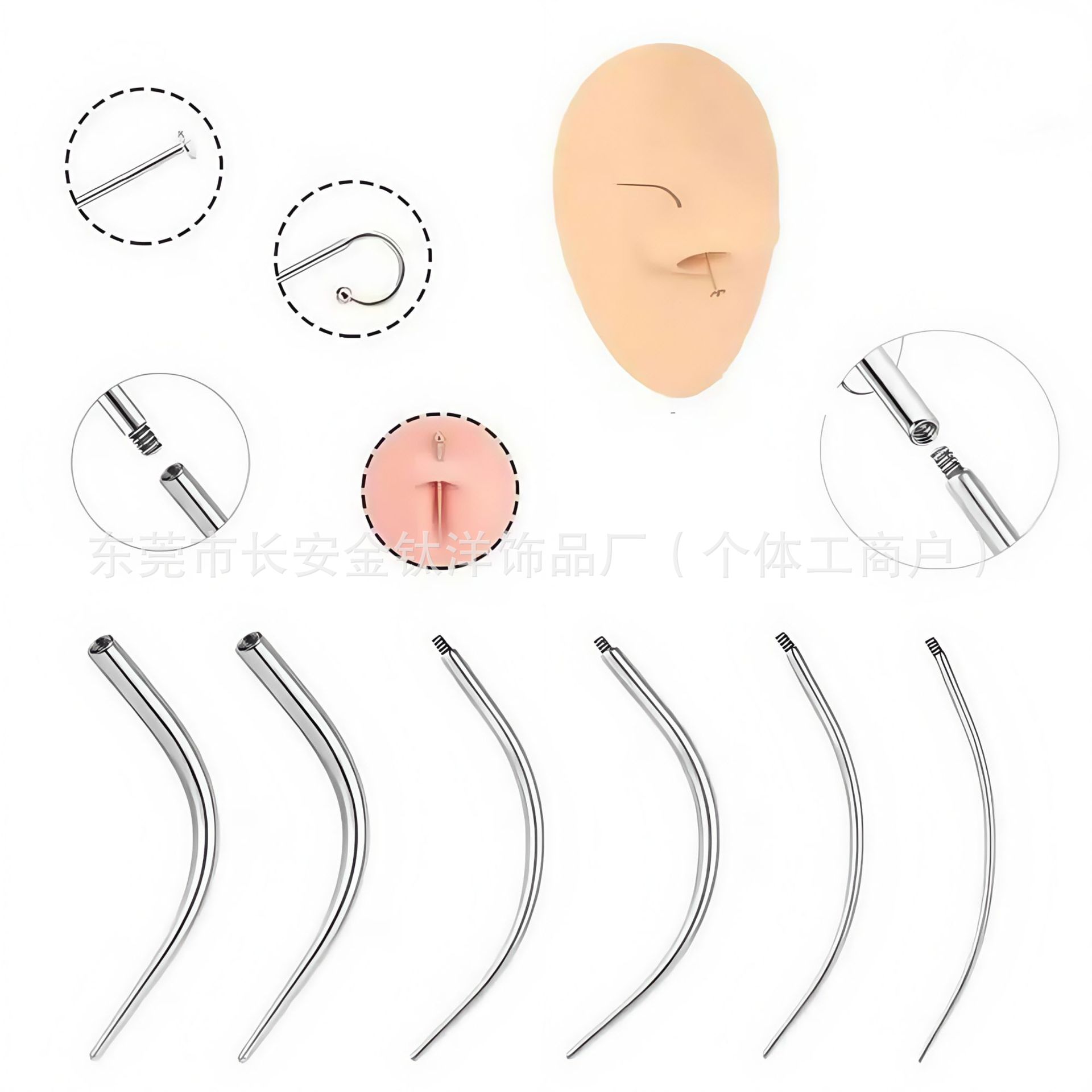 Stainless Steel Curved Piercing Guide Pin Needle for Nose Ear Cartilage Body Piercing Tool - Image 4