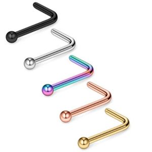 Rose Gold L-Type Nose Nail Nose Ring 316L Surgical Steel Earrings Fashion Piercing Jewelry