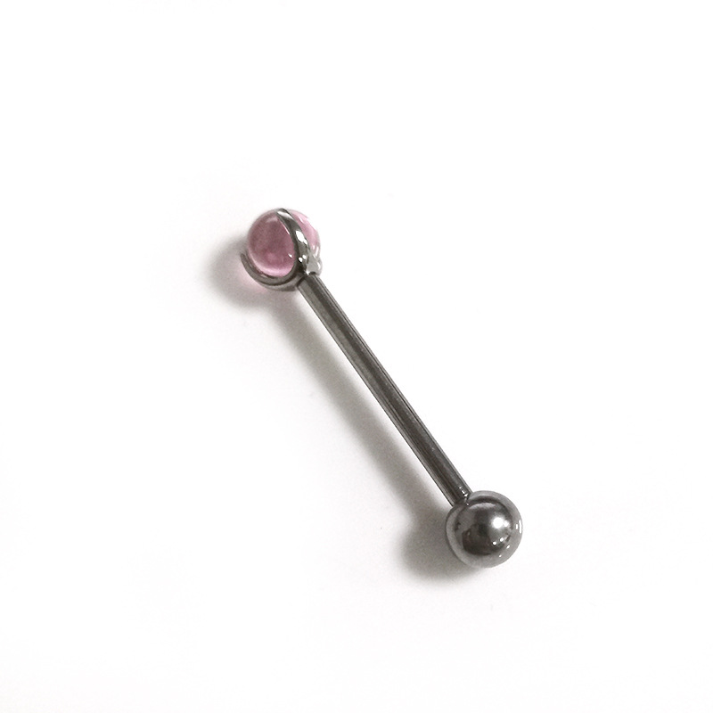 F136 Tongue Nail Inner Thread Double Headed Straight Rod Three-Claw Zircon Ball G23 Titanium Alloy Piercing Jewelry Ear Bridge - Image 5