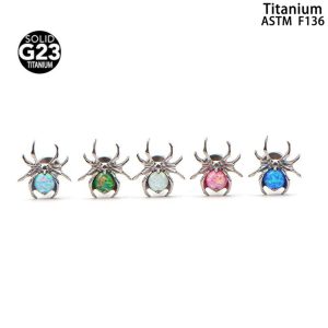 Spider Bezel Opal Lip Nail G23 Titanium Alloy Body Piercing Jewelry Tongue Ring
