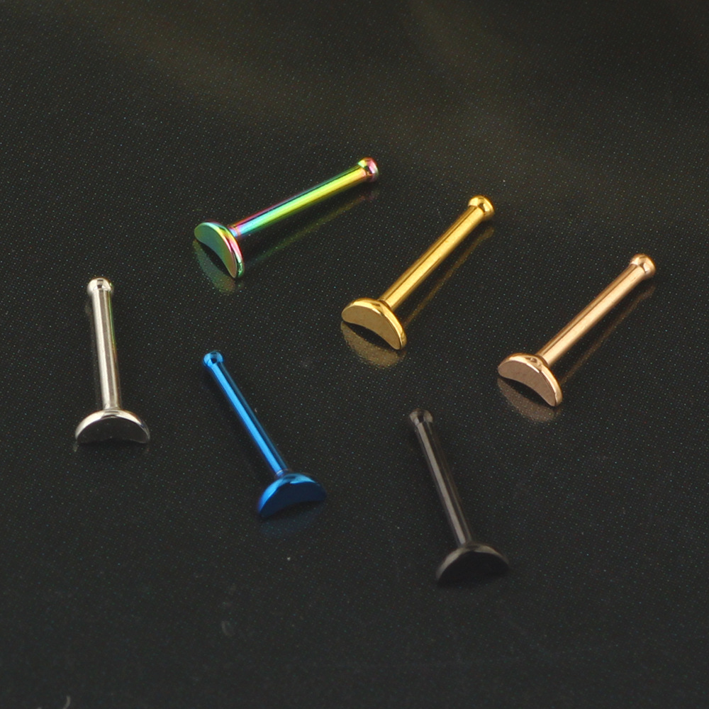 Straight Barbell Stainless Steel Nose Nail Moon Shape Body Piercing Jewelry Wholesale Lip Eyebrow - Image 4