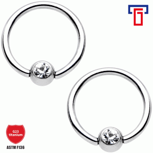 G23 Titanium Inlaid Zircon Ball Captive Bead Ring Nose Ring Earring 1.2x8x4mm
