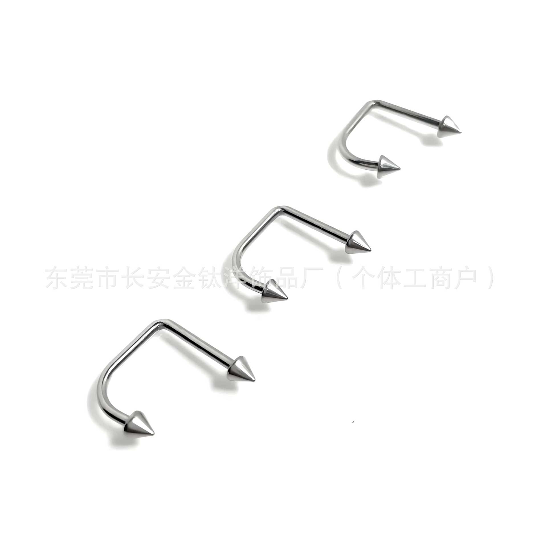 F136 Titanium Internally Threaded Lip Ring U-Shaped Lip Ring with Ball and Pointed Cone Nose Ring Nose G23 Titanium Alloy Body Piercing Jewelry - Image 4