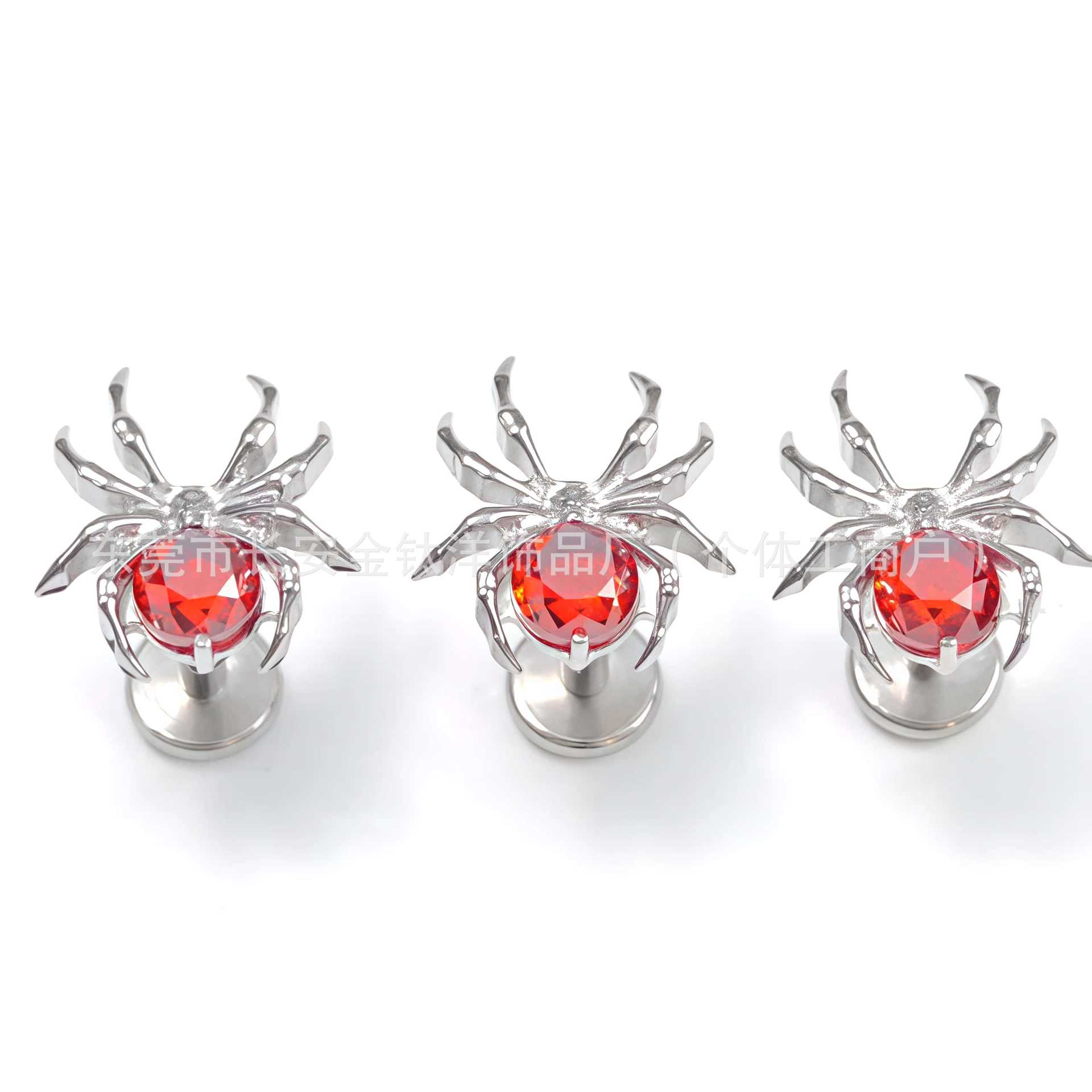 F136 Titanium Red Spider Bezel Fireworks Zirconium Earrings Cochlear Nails G23 Titanium Alloy Body Piercing Jewelry Ear Bone Nails - Image 5