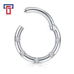 G23 Titanium Alloy CZ Nose Ring Stud 5 Earrings Piercing Ear Bone Stud Closure