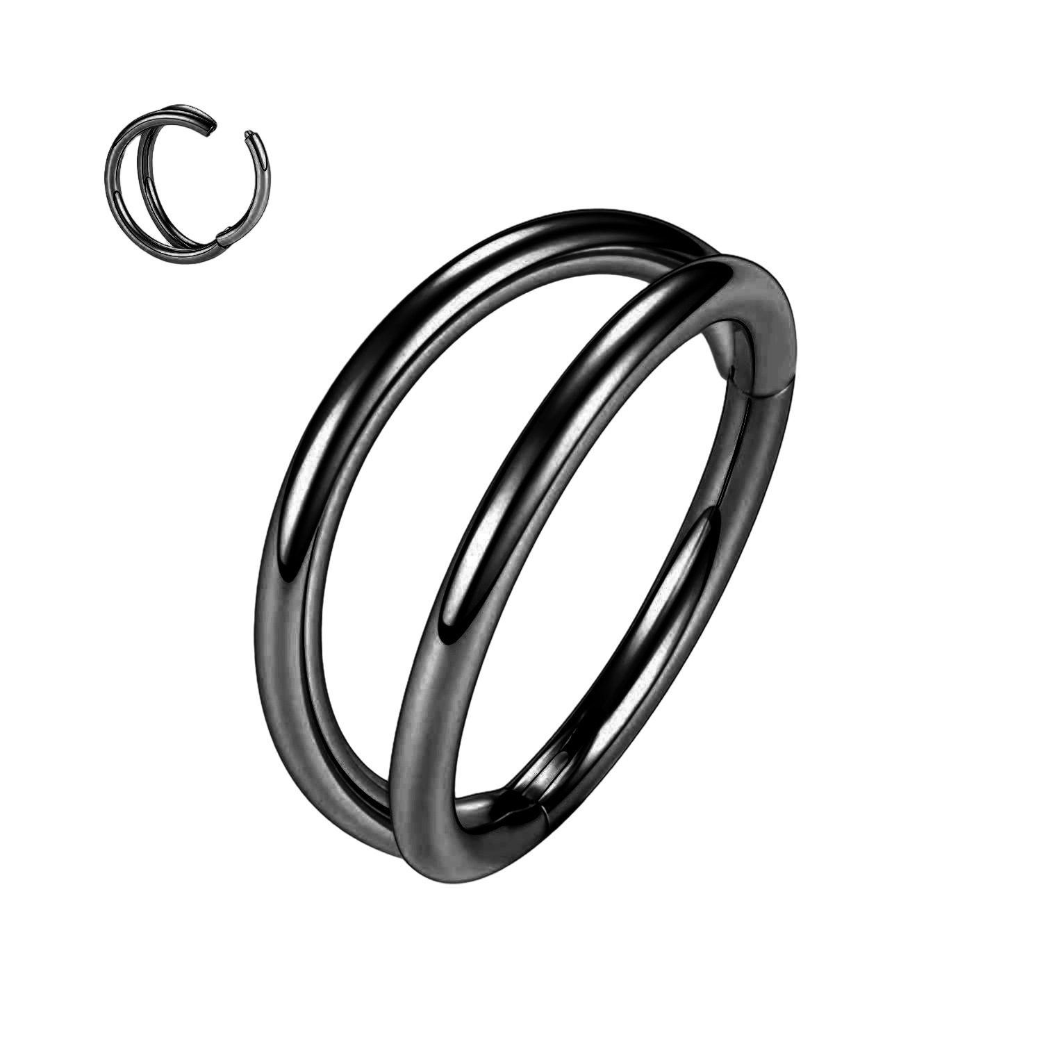G23 Titanium Nose Ring Double Ring Closed Ring Earrings Hoop Body Piercing Jewelry - Image 5