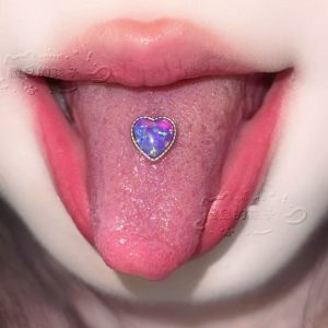 Satan's Child Opal Tongue Ring - 316L Surgical Steel Tongue Piercing Jewelry with Hand-Woven Opal Design
