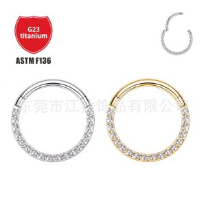 G23 Titanium Nose Ring with Small Pearl - Septum Ring, Nail, Ear Bone Jewelry - Gold 1.2x10mm
