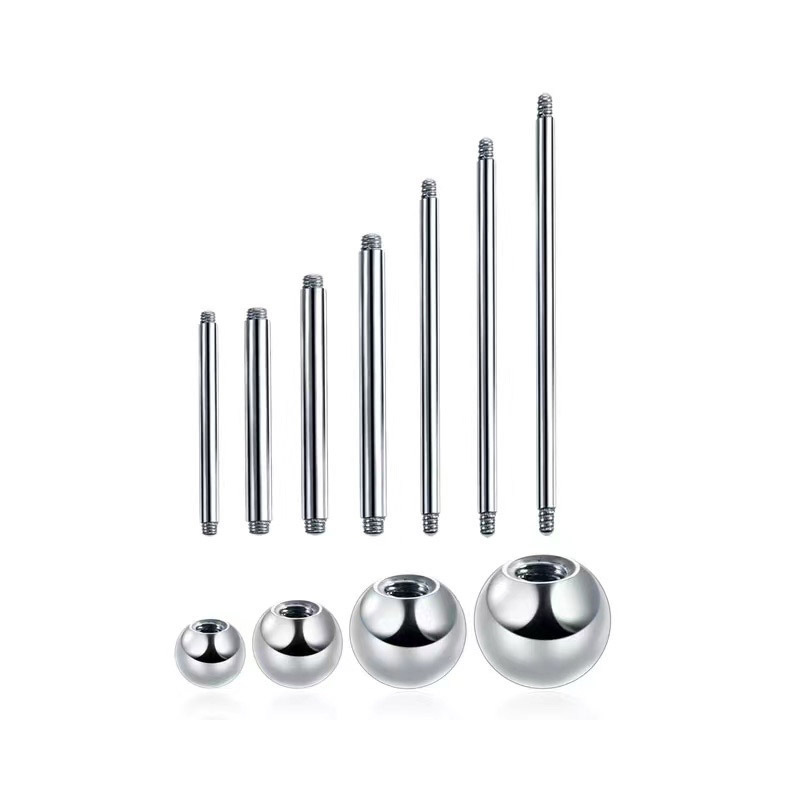 F136 Titanium Alloy Double-Headed External Tooth Straight Rod Ball Eyebrow Ring G23 Tongue Nail Ear Bone Nail Piercing Jewelry - Image 3