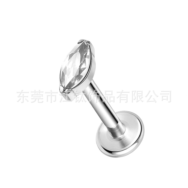 G23 Titanium Horse Eye Stud Earring 5A Zircon Lip Stud Cross-Border Body Piercing Cartilage Jewelry - Image 5
