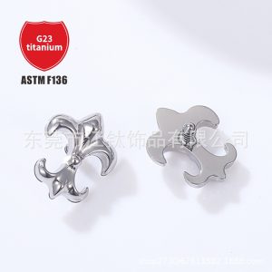 G23 Titanium Alloy Cross Ear Stud Internally Threaded Lip Labret Body Piercing Jewelry