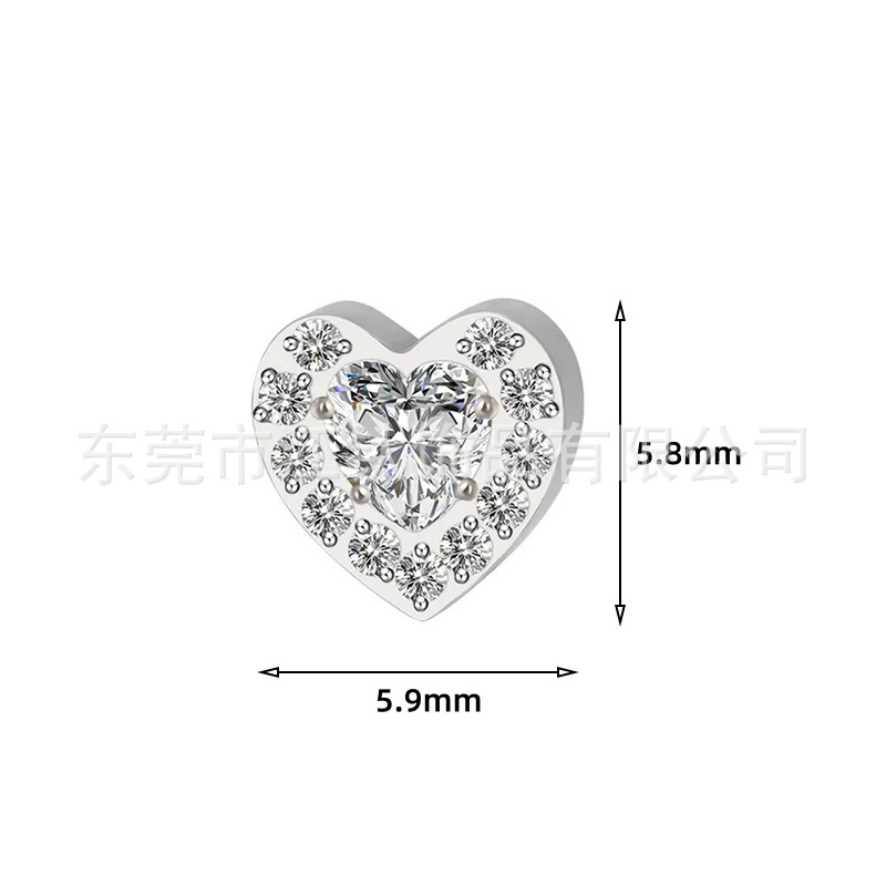G23 Titanium Heart-Shaped Ear Stud with Multicolor Zircon - ASTM F136 Titanium Alloy Body Piercing Jewelry - Image 3