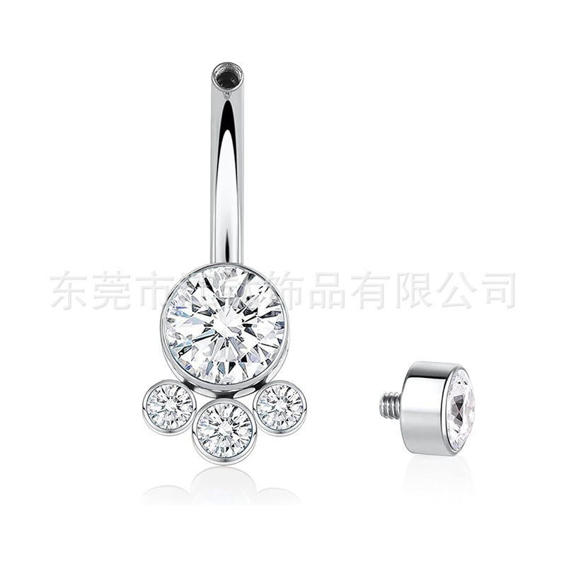 G23 Titanium Navel Ring with Diamond-Embedded CZ Star by JT398 - 14G 1.6mm x 10mm - Image 2