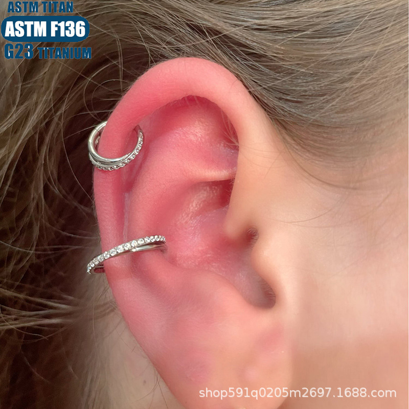 F136 Titanium Nose Ring Cross Zircon Seamless Open Ring Septum Ear Piercing Jewelry - Image 4
