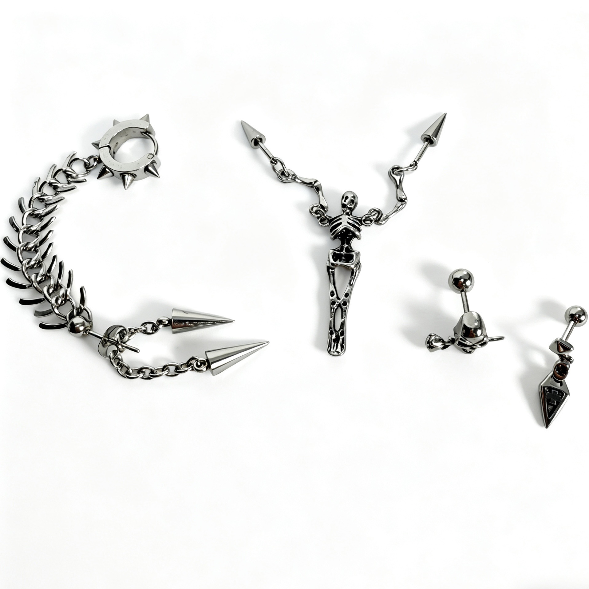 Devil Stud Ear Bone Studs, 316L Surgical Steel That Won't Fade, Double Ear Piercing Hoop and Stud Set, Punk Ear Accessories - Image 5