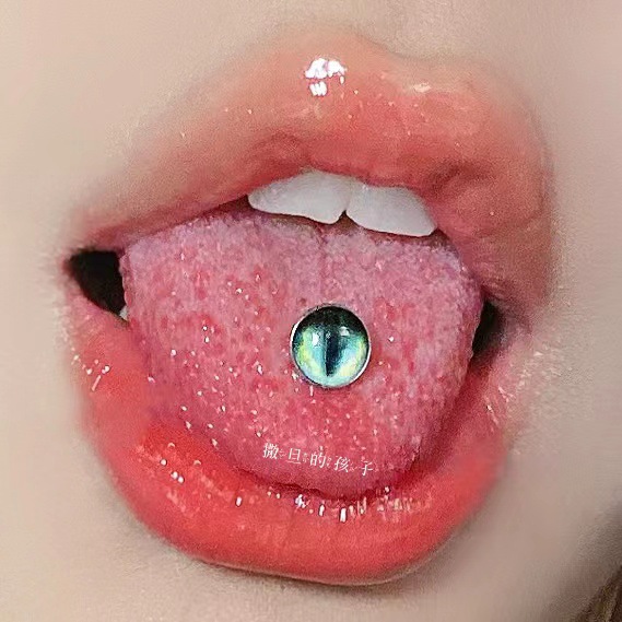 Tongue Nail Dripping Oil Eyes Tongue Ring Hot Punk Puncture Jewelry Steel 12mm - Image 2