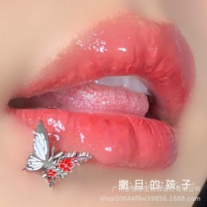 London Butterfly Lip Labret Stud Internal Thread 316L Surgical Steel 12mm 1.2mm Blue Red Lip Piercing Jewelry