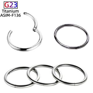 F136 Titanium Seamless Ring Nose Ring Plain Ring Earrings Lip Ring G23 Titanium Alloy Body Piercing Jewelry Closed Ring