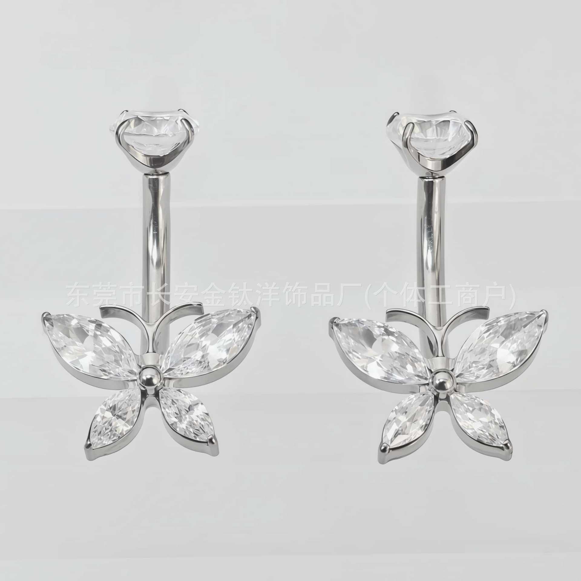 F136 Titanium Internal Thread Tentacle Butterfly Zircon Navel Ring G23 Titanium Alloy Body Piercing Jewelry - Image 3