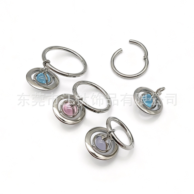 G23 Titanium Planet Pendant Earring - ASTM F136 Titanium Alloy Cartilage Stud - Image 3