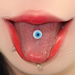 Satan's Child Eye of Horus Tongue Barbell 316L Surgical Steel Blue Tongue Ring Piercing Jewelry