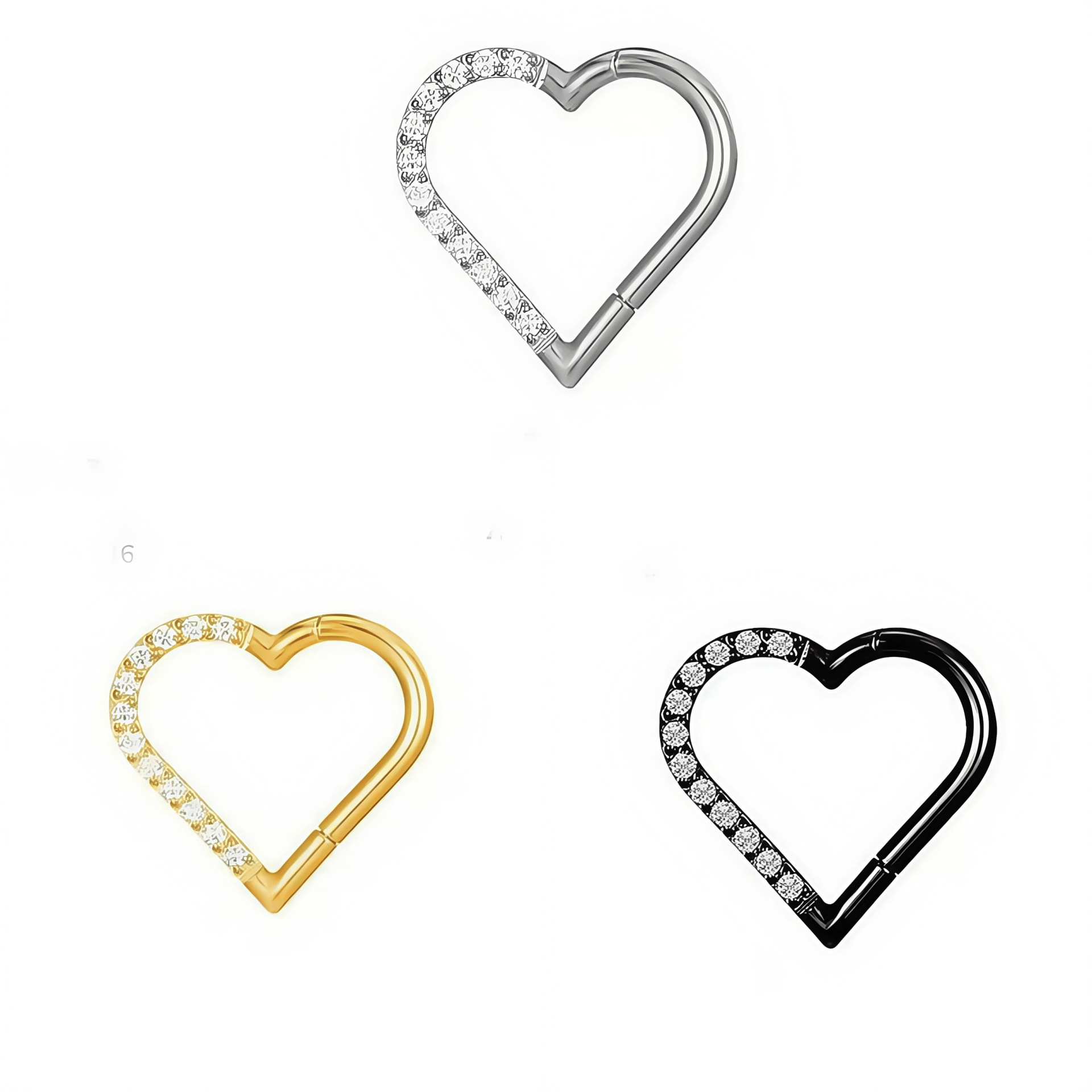 G23 Titanium Heart-Shaped Zircon Inlaid Closed Ring Earrings Nose Ring Body Piercing Jewelry - Image 5
