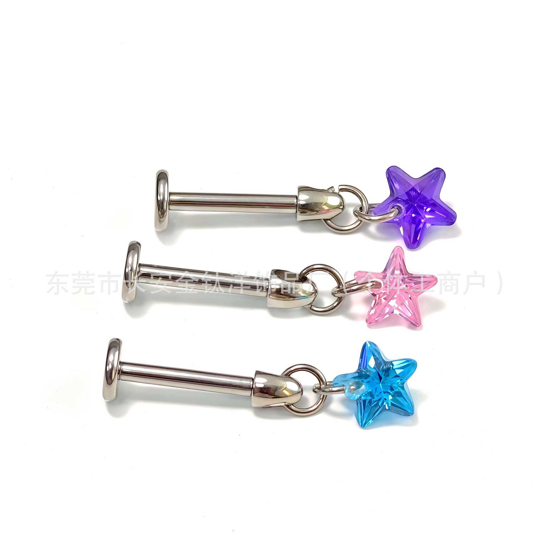F136 Titanium Five-Pointed Star Pendant Ear Stud Zircon Ear Bone Stud Piercing Jewelry - Image 3