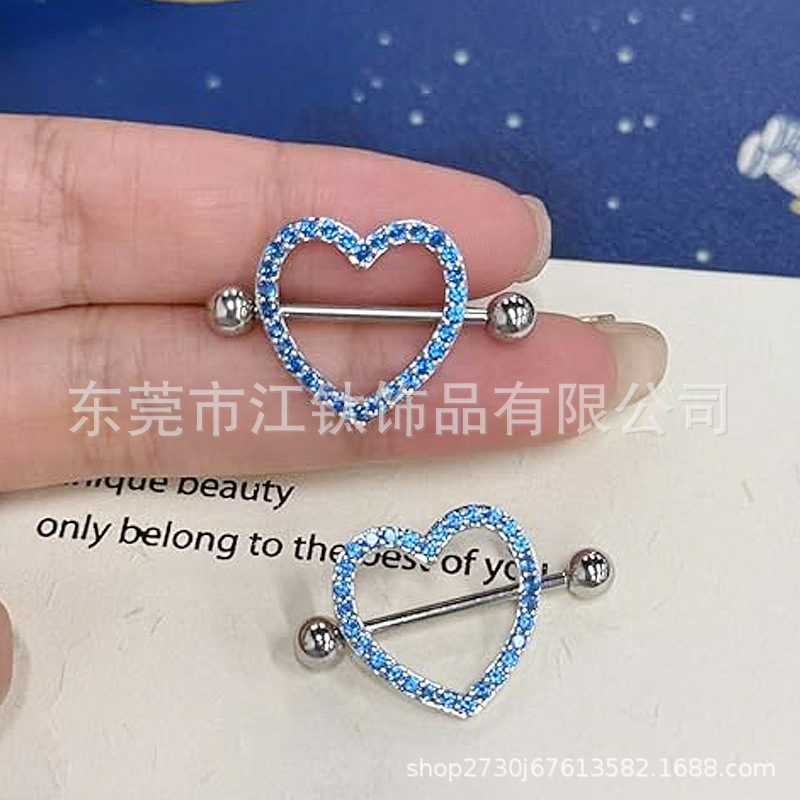 G23 Titanium Heart Breast Ring – Gold & White Zirconia Body Piercing Jewelry Custom Design - Image 2