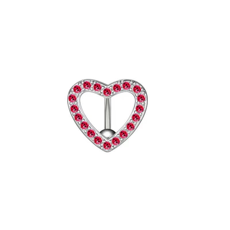 Heart-Shaped Stainless Steel Belly Button Ring with Zircon, Fashionable Women's Navel Piercing Jewelry - Image 3