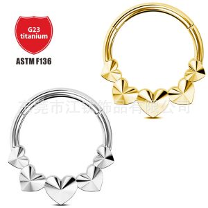 G23 Titanium Alloy Heart Shape Nose Ring Love Open Ring Cross-Border Gold Earrings Nose Jewelry Body Piercing