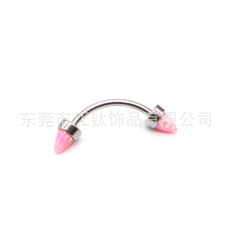 F136 Opal Pointed Eyebrow Barbell Internally Threaded G23 Titanium Body Piercing Jewelry - Image 5