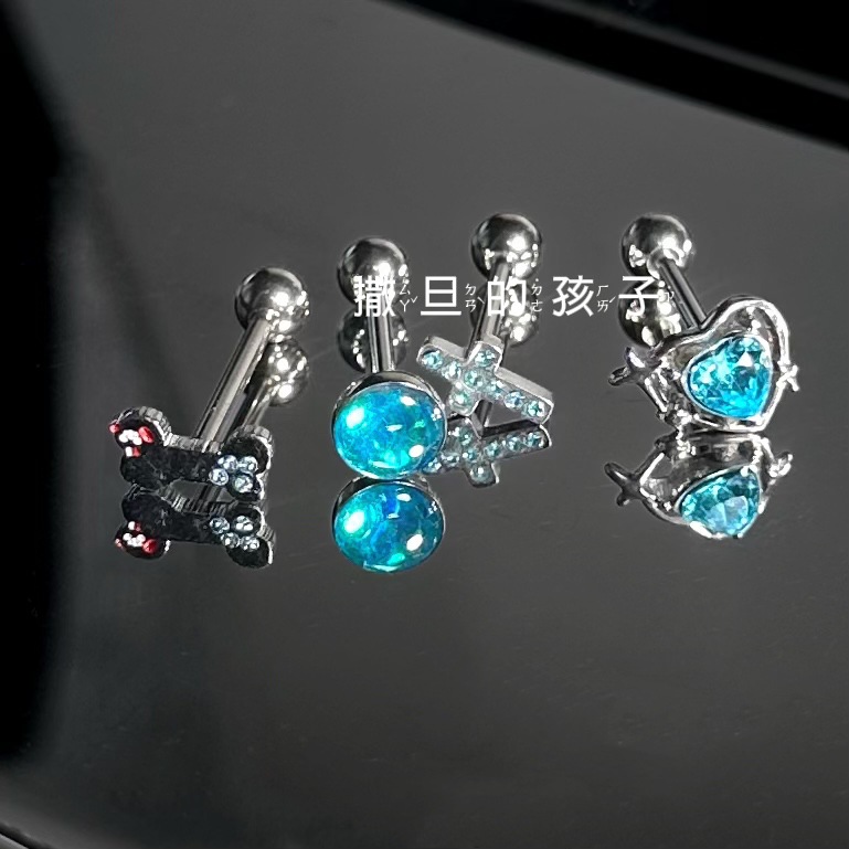 Satan's Child Ice Blue Tongue Barbell 316L Surgical Steel Flash Tongue Ring Heart Shape Hot Girl Piercing Jewelry - Image 2